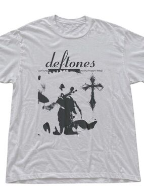 White Graphic Band Tee